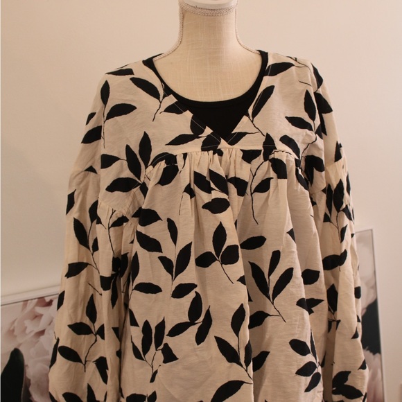 CES FEMME Floral Balloon Sleeve Flowy Bohemian Top Sz L - Picture 4 of 12